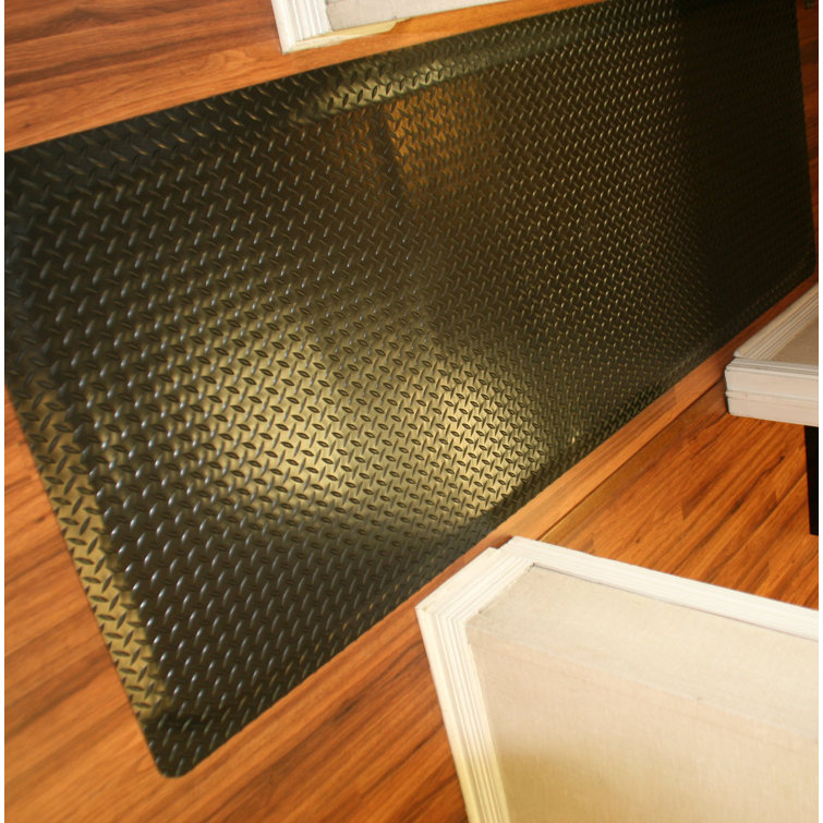 Symple Stuff Diamond Plate Anti Fatigue Garage Flooring Roll in Black